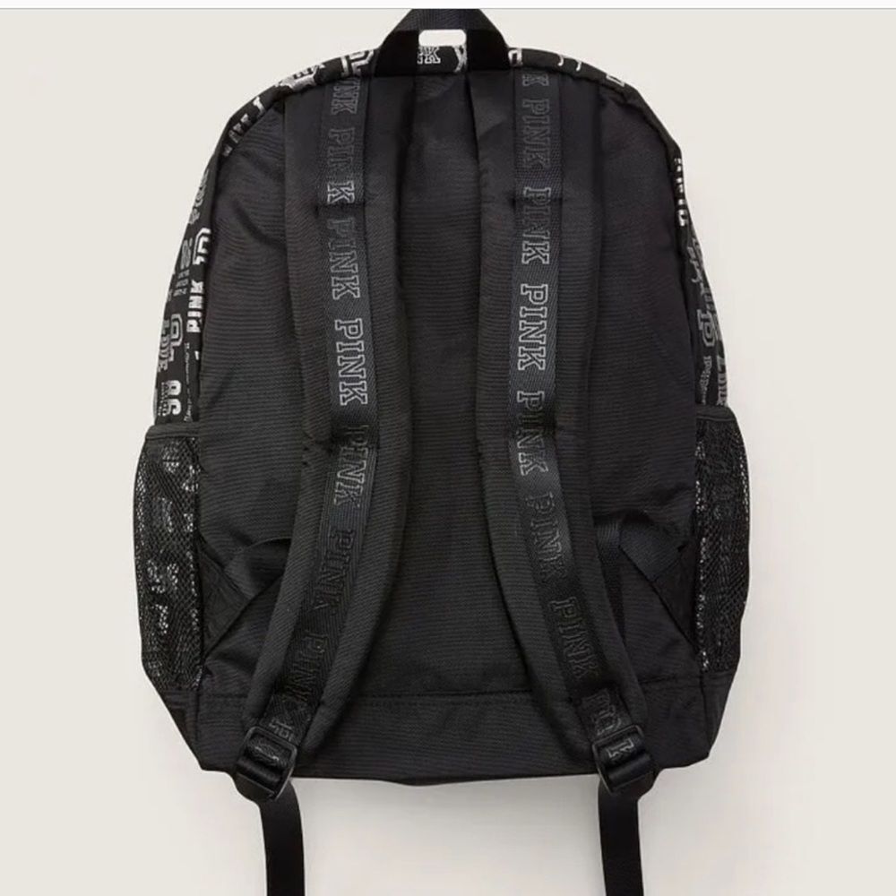 Victorias Secret Pink Backpack Classic Book Bag 2022 Black Silver Mixed … - Picture 2 of 6